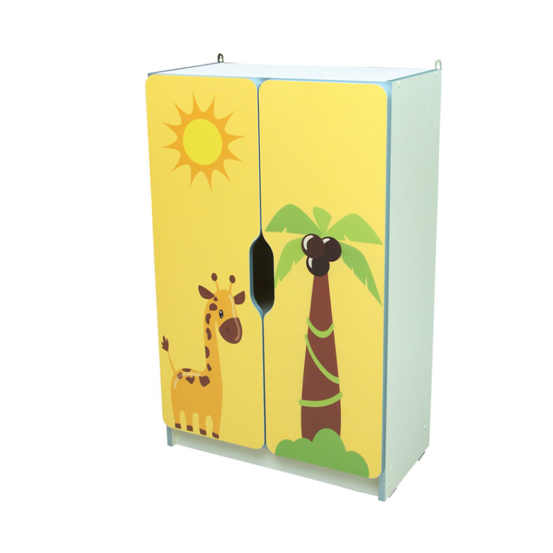 Універсальна дитяча стінка "Звірята" №2, закрита 2-дверна з 2-ма полицями, матеріал корпусу - ЛДСП, для зберігання дитячих речей, АЛМАНТ, 600х300х950 мм.